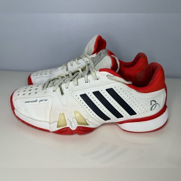 Adidas Barricade Novak Pro Tennis Court Shoes (White/Navy/Red) size Mens 11.5 US - Picture 3 of 10